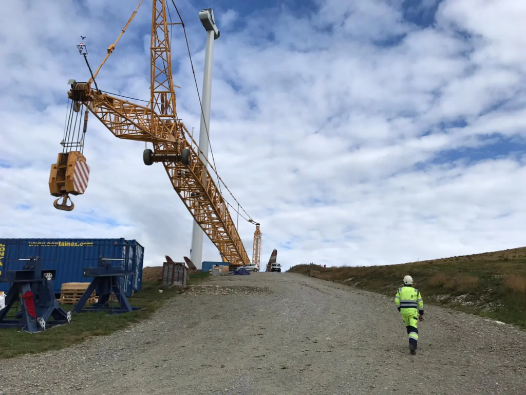 Lattice Boom Crane at a Wind Turbine During Installation Works
